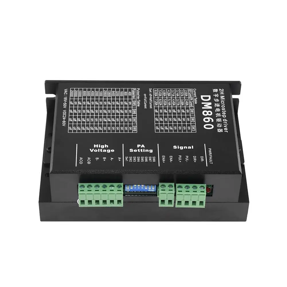 

LanLan Драйвер шагового двигателя Cintroller DM860 микрошаговый двигатель бесщеточный корпус двигателя постоянного тока для 57 86 шаговый двигатель ...