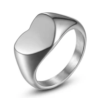 jingyang stainless steel silver heart shaped new fashion jewelry ring for girls and women