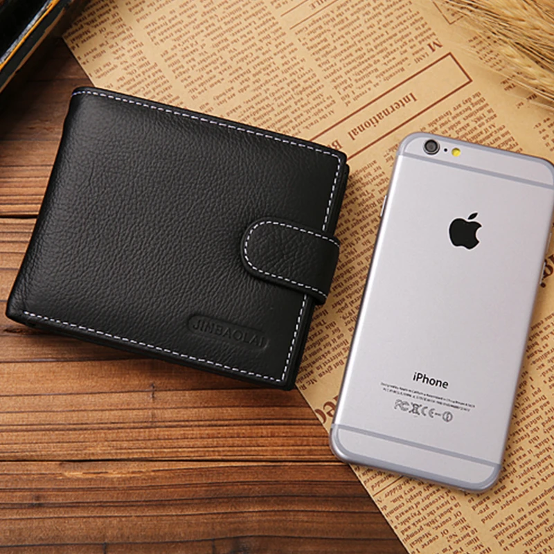 JINBAOLAI Genuine Leather Men Wallets High Quality Design with Coin Pocket Purses Gift For Card Holder Bifold Purse | Багаж и сумки