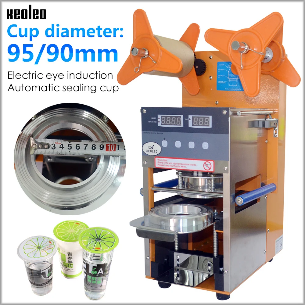 

Автоматическая Машина Для Запечатывания чашек Xeoleo, 400 чашек/ч, цифровой счетчик, герметик для чашек 90/95 мм, для чашек для кофе/чая с молоком