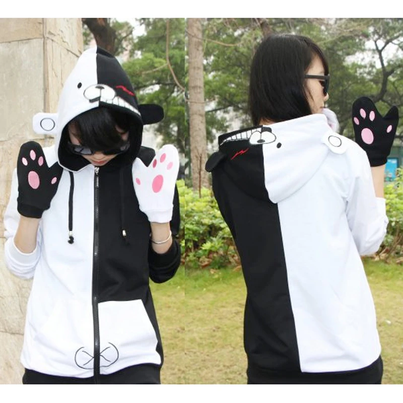 Модные аниме Monokuma хлопковые толстовки и пуловер с капюшоном топы Повседневная