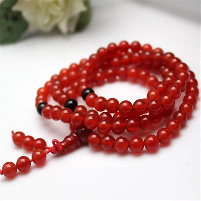 6mm Red Necklace mala Lucky men natural pray Hot Bless Handmade Meditation Sutra Multicolor Healing Buddhism | Украшения и