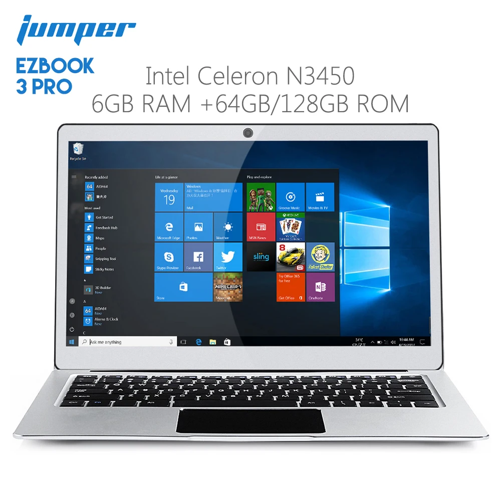 Джемпер EZBOOK 3 PRO Ноутбук 13 дюймов тетрадь Win 10 Intel Apollo Lake N3450 4 ядра 1 ГГц 6 ГБ