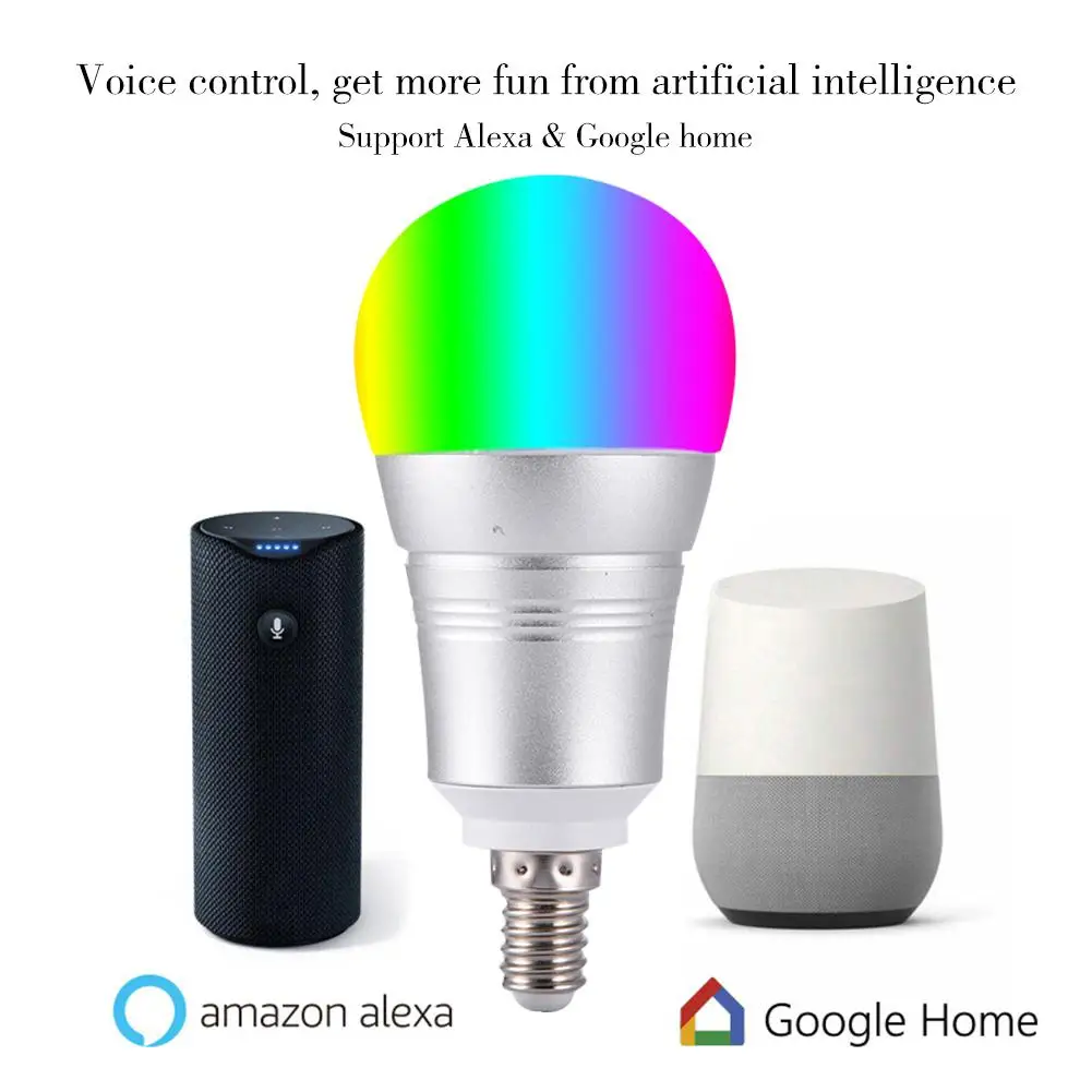 Умная Светодиодная лампа с голосовым управлением Wifi RGB регулируемой яркостью 85 265