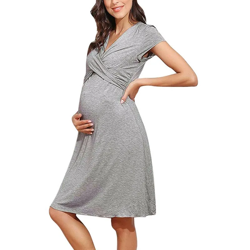 Dress Summer Maternity Clothing Soft Modal Clothes For Pregnant Women Dresses Long Pregnancy Women's | Мать и ребенок