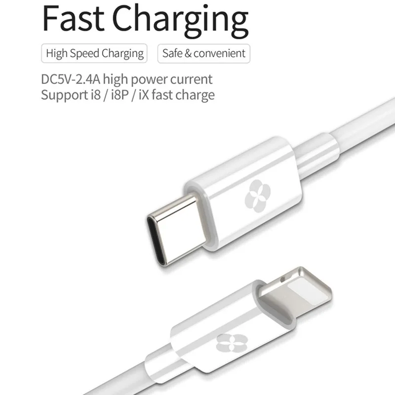 USB Type C для Lightning Кабель 2.4A быстрое зарядное устройство iPhone Xs X 8 7 + Macbook Быстрая