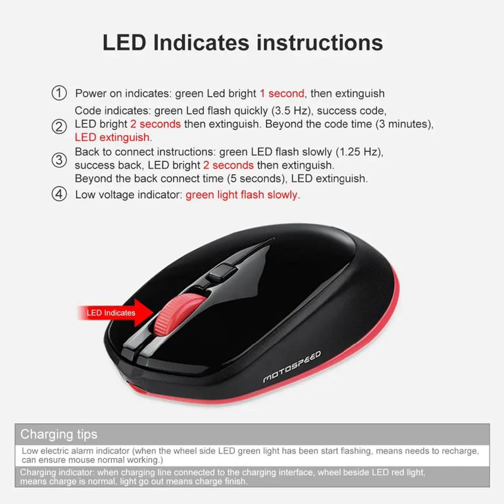 Motospeed BG20 Беспроводная Bluetooth мышь 2 4G мини оптическая 2400 DPI 5 миллионов 4000 FPS 10 м с USB