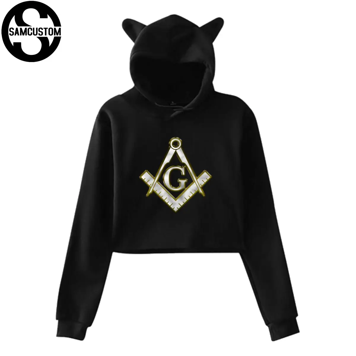 Женская толстовка с капюшоном SAMCUSTOM Freemason объемный принт длинным рукавом и
