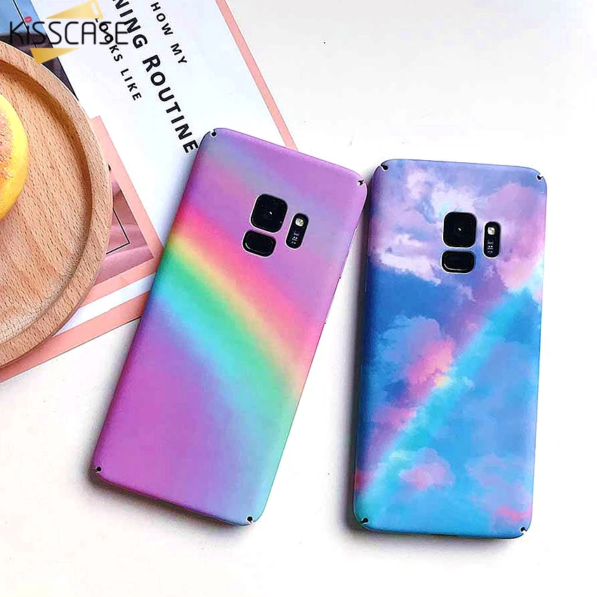 KISSCASE Rainbow Pattern Phone Case For Samsung Galaxy Note 8 9 S7 S8 S9 Plus Edge Hard PC Matte Colorful Cases Covers Fundas |