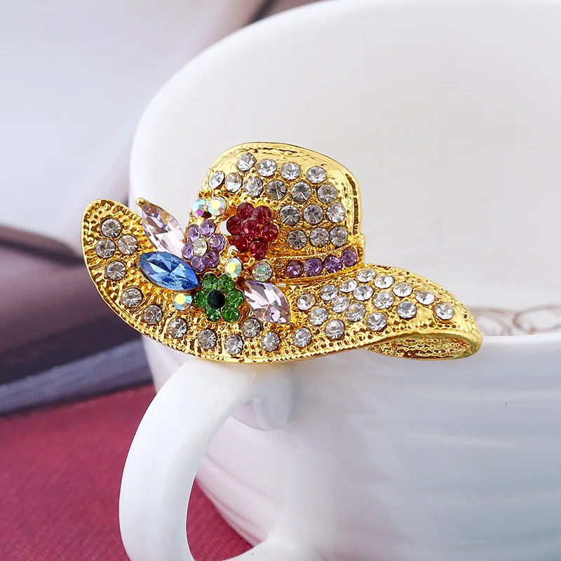Banquet Full Dress Hat Collar Brooch Fashion Gold Silver Colours Rhinestone Brooches For Women Pins Accessories Gift | Украшения и