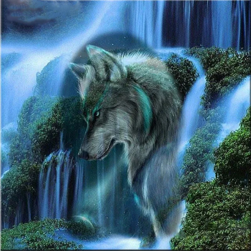 Алмазная 5D Вышивка Водопад волк рукоделие мозаика домашний декор алмазная