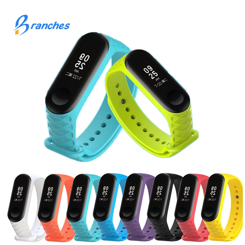 Ремешок для браслета Mi Band 3 цветной сменный ремешок умного Xiaomi силиконовый