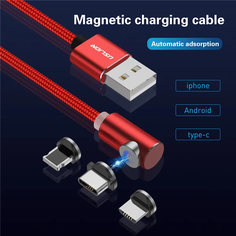 USLION Быстрый Магнитный кабель Micro USB Type C зарядное устройство для iPhone XS X R Samsung S10 S9