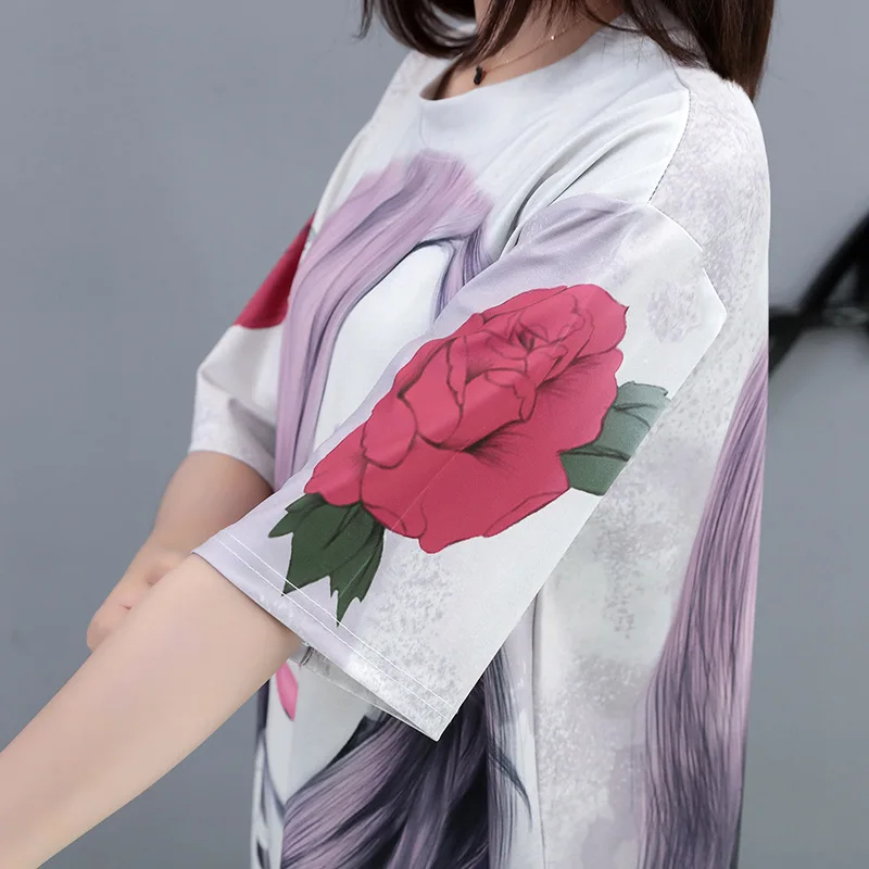 QING MO Beauty Платье с принтом женское платье коротким рукавом Летние повседневные