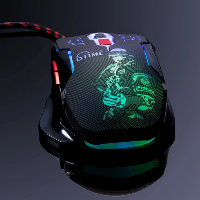 Проводная игровая мышь Dtime Silent Click USB 6 кнопок 3200 точек/дюйм бесшумная оптическая