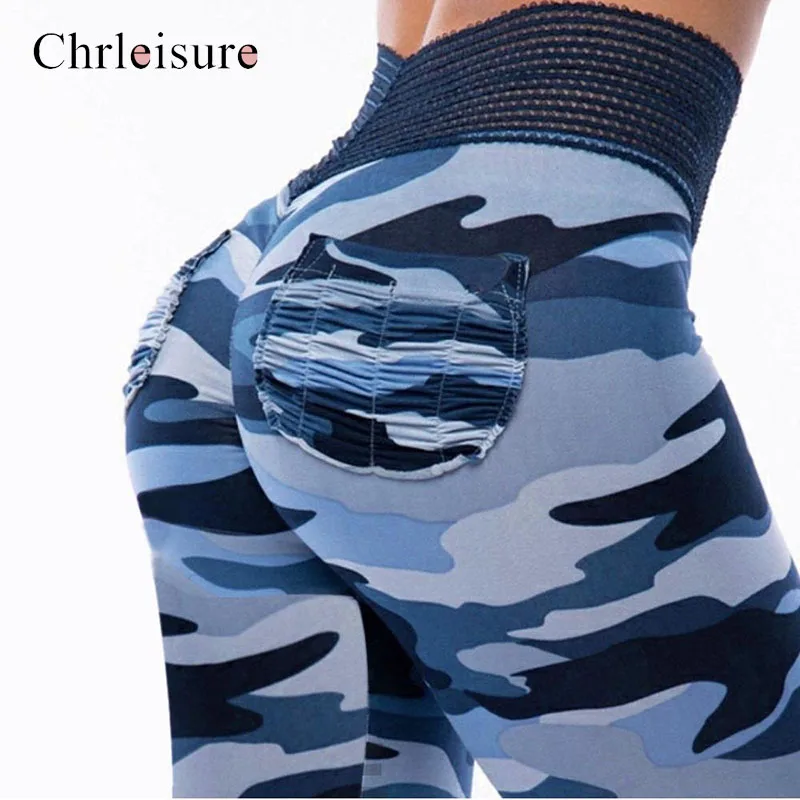 Chrleisure женские камуфляжные леггинсы для фитнеса шорты с завышенной талией и