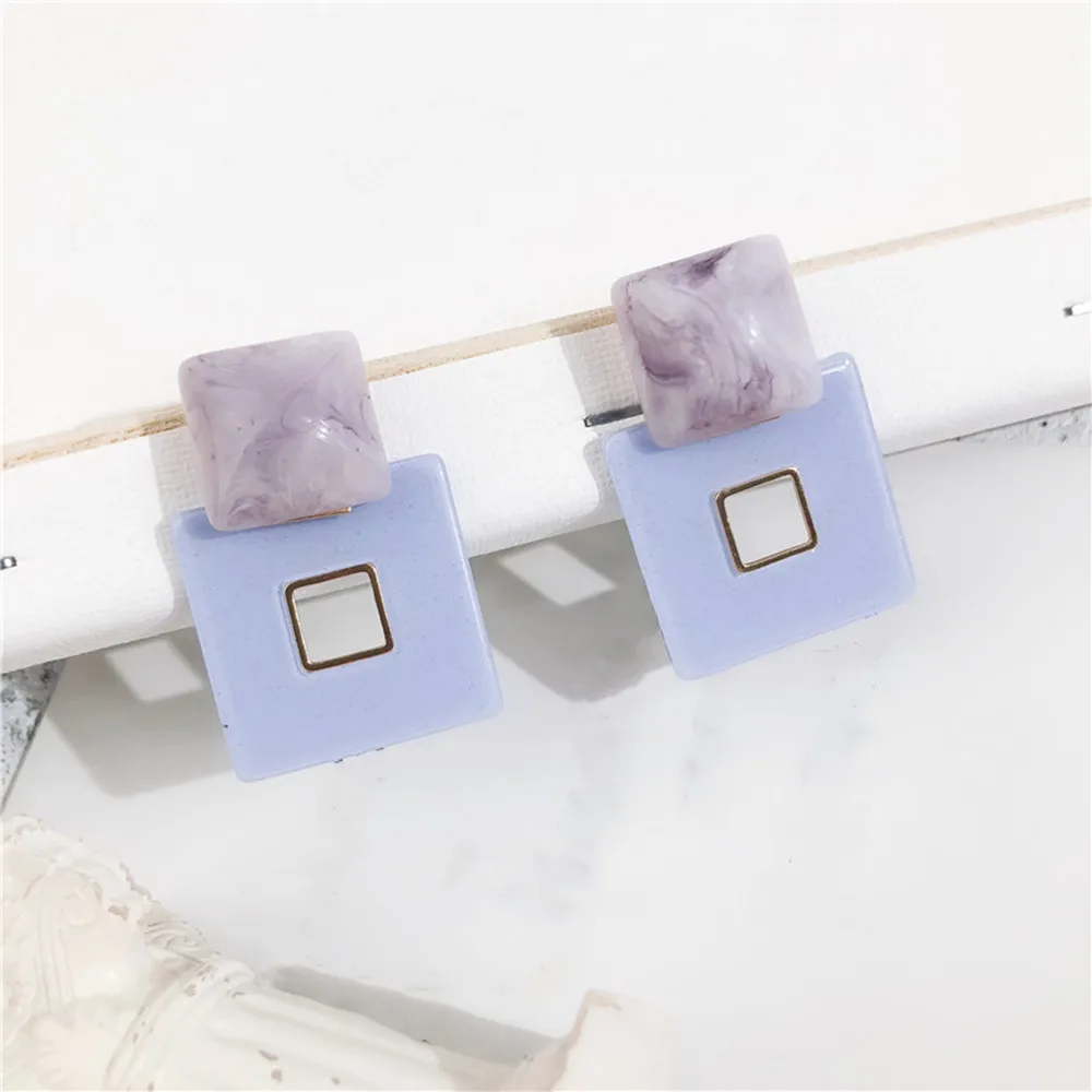 Fashion New Design Square Resin Drop Earrings Women Casual Statement Big Acrylic Dangle Trendy Party Jewelry | Украшения и