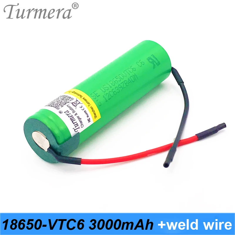 Батарея 18650 vtc6 3000 мАч 30a us18650vtc6 сварочный провод перезаряжаемая батарея для