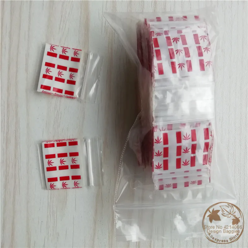 1010 пластиковые пакеты Красный табак лист дизайн 100 Ziplock сумки маленькие 1 &quotx 1&quot