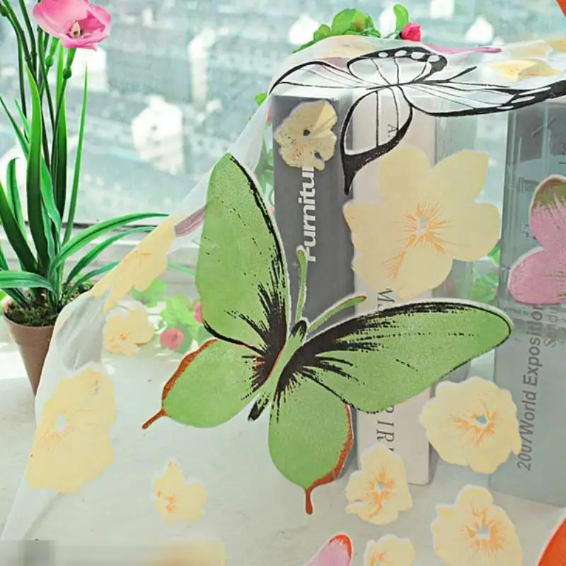 8 x горячая бабочка прозрачная занавеска органза детское окно балкон Тюль s для