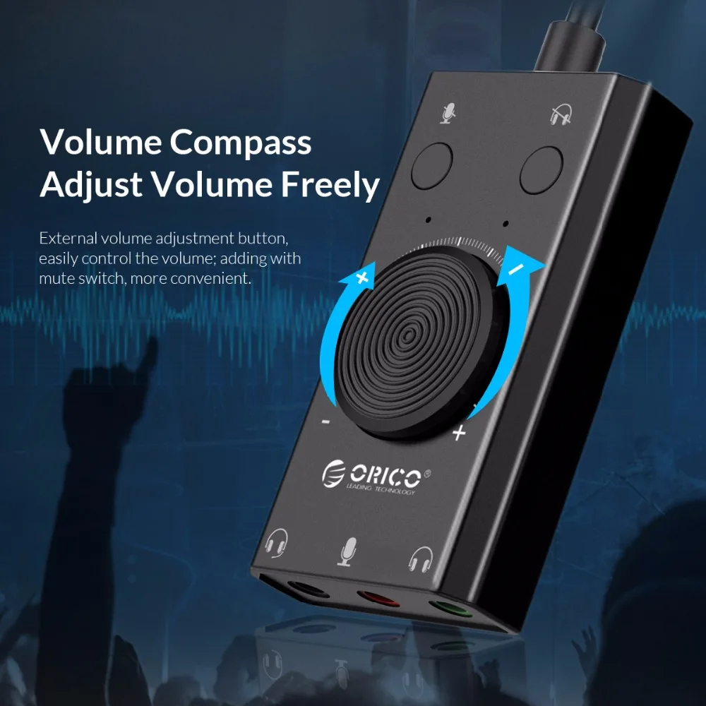 Orico Внешняя Usb звуковая карта стерео микрофон динамик гарнитура аудио разъем