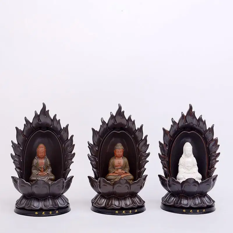 

Buddha Backflow Incense Holder Smoke Waterfall Incense Burner Ceramic Censer Lotus Smell Aromatic Home Office Incense Crafts