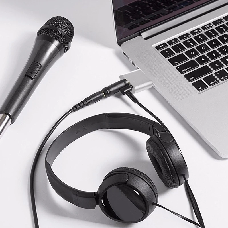 

USB External Stereo Sound Adapter for Windows and Mac. Plug and play No drivers Needed(AU-MMSA)