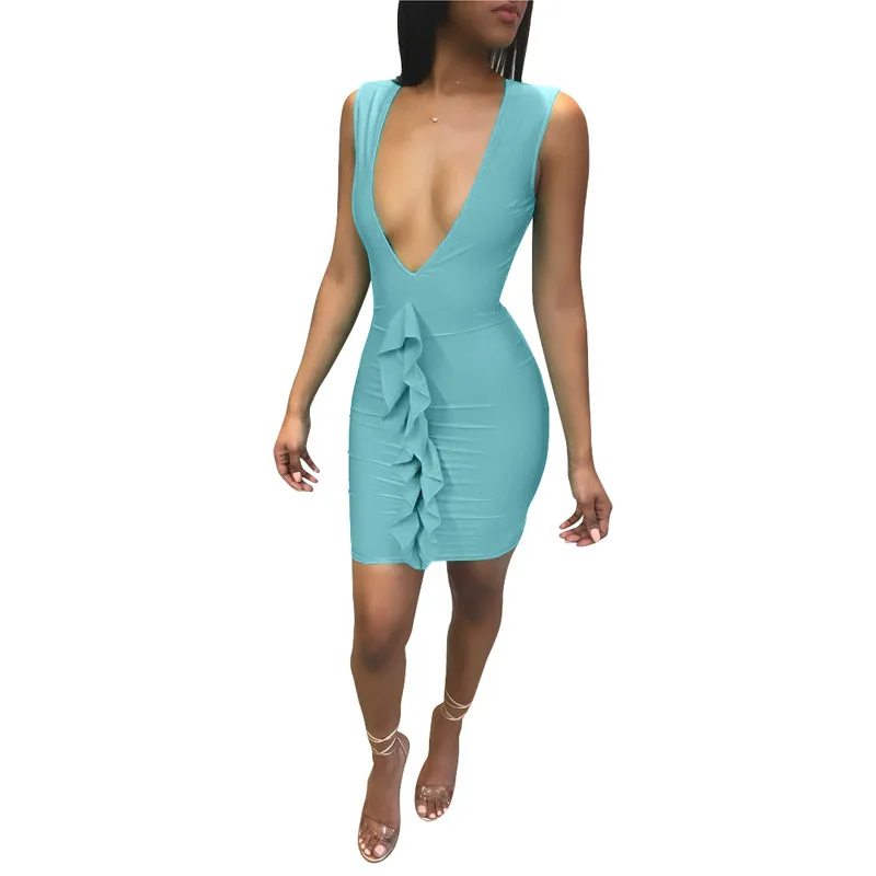 Сексуальный v-образный вырез без рукавов butt-платье с серьгой | Тематическая