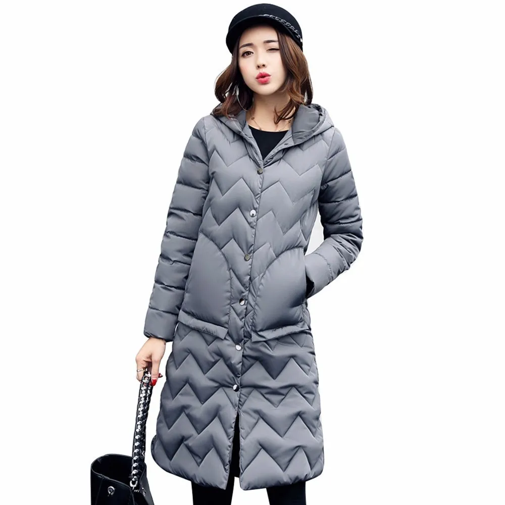 Winter Jacket Women Coat 2018 New Cotton Collection Warm Long Parkas Fashion Hooded Solid Color Female Office Outerwear PJ236