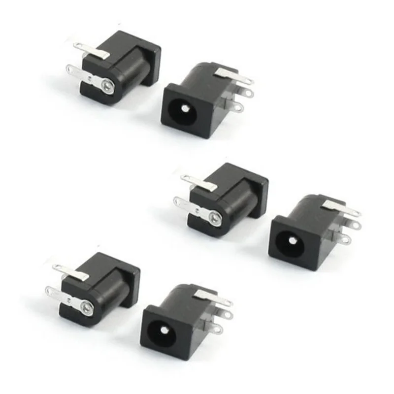 Hot 50PCS 5.5mmx2.1mm 3Pins PCB Mounting Female DC Power Jack Black | Обустройство дома