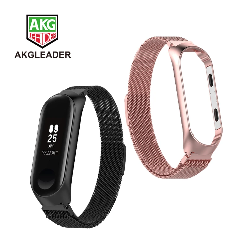 Браслет для Xiaomi Mi Band 3 4 металлический ремешок миланских часов из нержавеющей