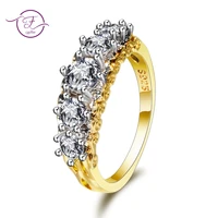 gold color rings with aaaa cubic zirconia crystal stones 925 silver jewelry vintage party anniversary ring fashion fine jewelry
