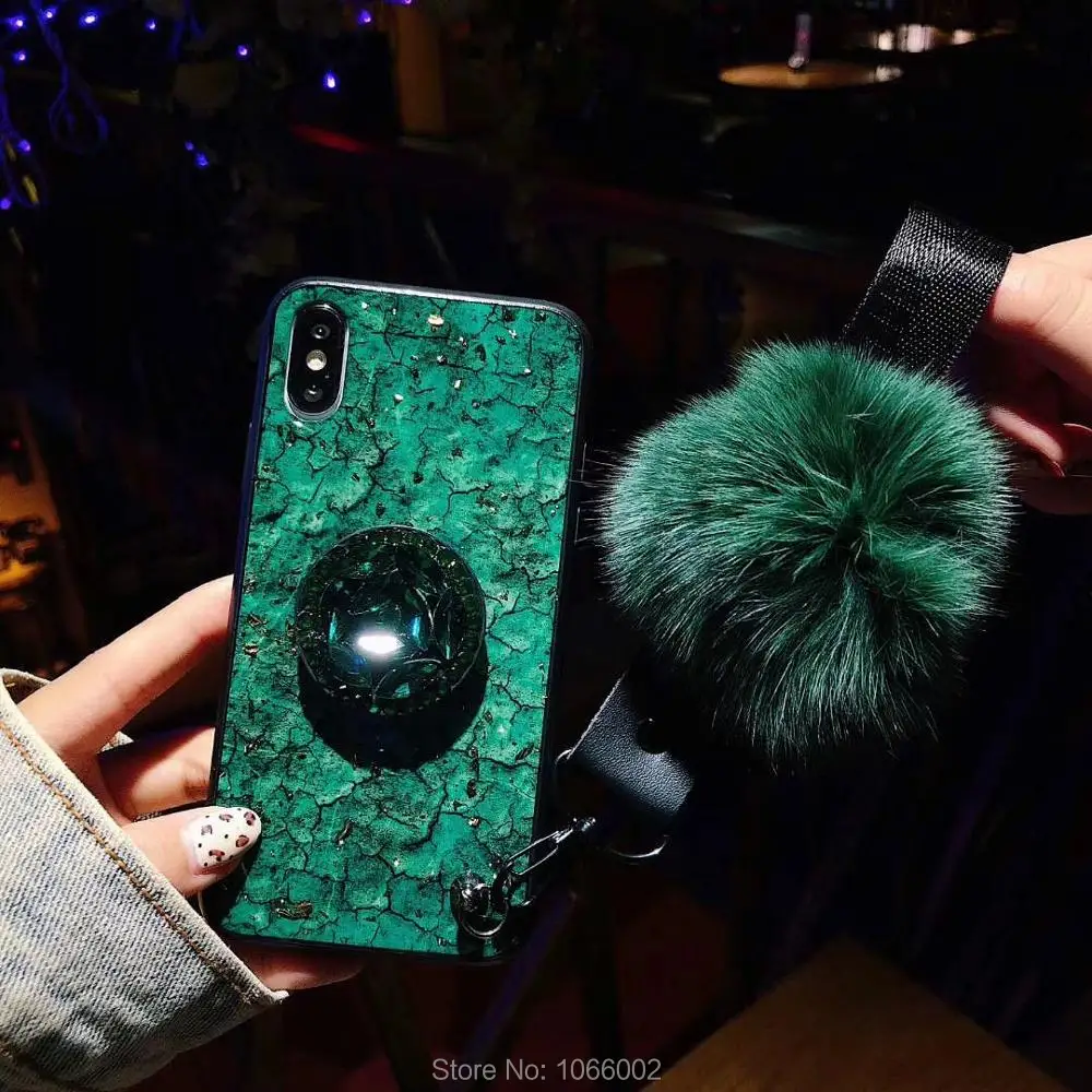 Hot Crystal Chain Pompom Fur Ball Case Capa For Xiaomi Redmi 8/8A 7/6/6A/5/5A/5 Plus/S2/Y2/4X Strap Fundas |