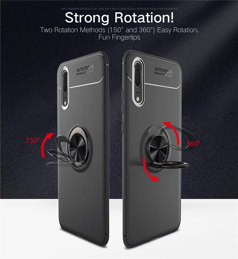 Huawei P20 Pro Case P20Pro Car Holder Stand Magnetic Bracket Finger Ring Silicone TPU Cover Case For Huawei P20 Pro Coque Capa