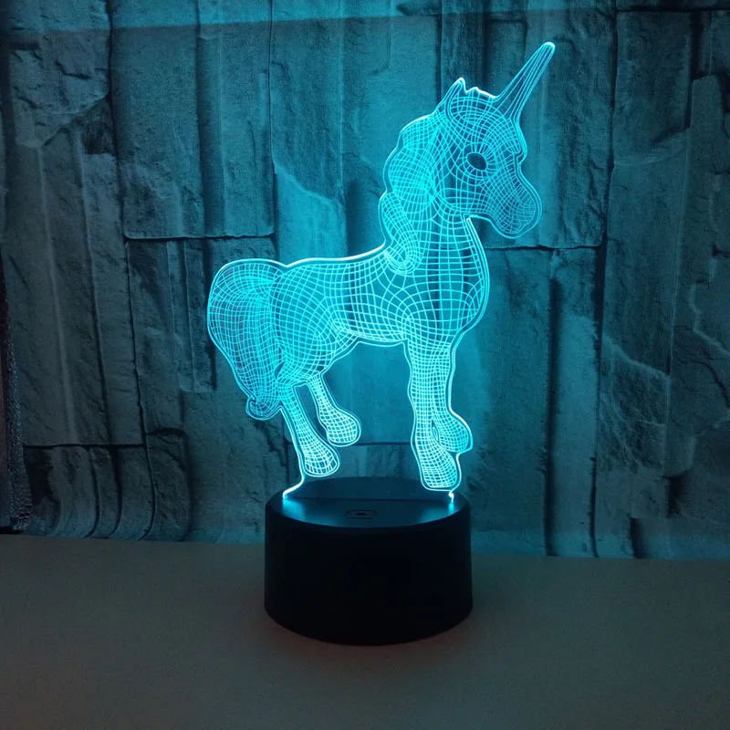 YIMIA Novelty Gift USB 7 Colors Changing Mini Unicorn Horse Model LED Night Light 3D Table Desk Touch Lamp Children | Освещение