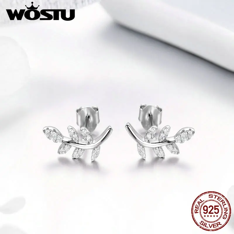 Женские серьги пусеты WOSTU из серебра 925 пробы с цирконием в Корейском