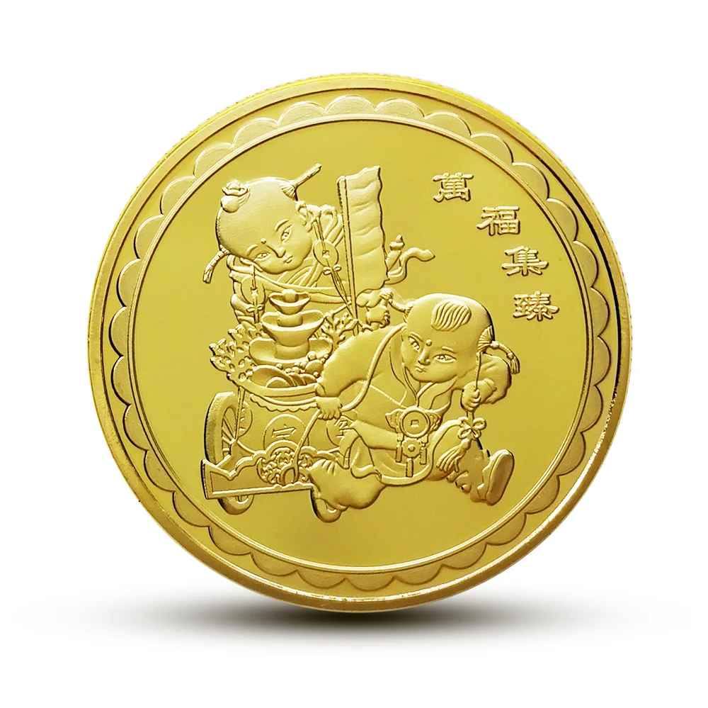 Счастливая монета 2019 Китайский Зодиак Год свиньи монеты персиковый цвет