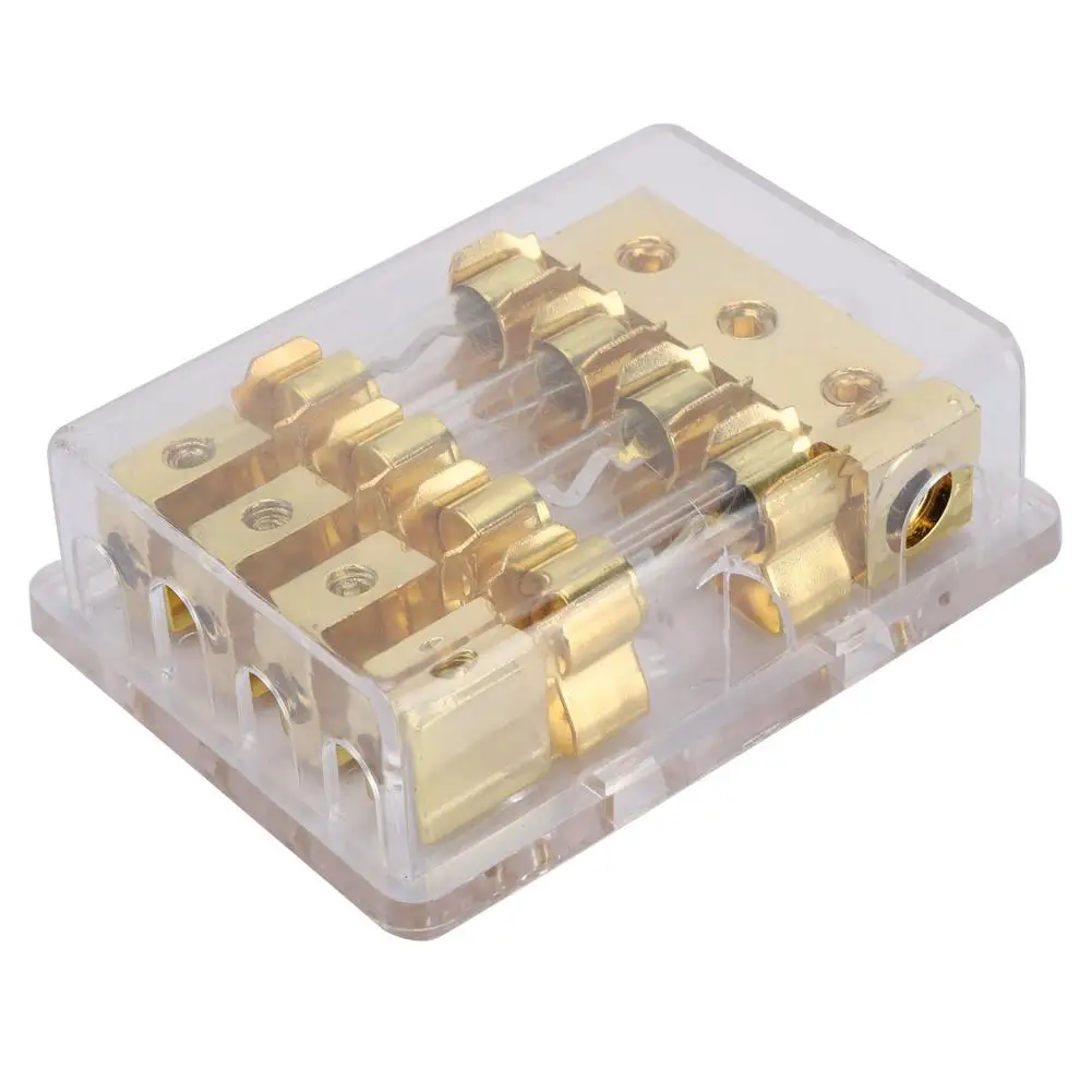 

Car Fuse Holder Auto Stereo Audio Circuit Blade Fuse Holder Box Block 1 in 4 Ways Out 12V 60A for Car Boat Marine Trike