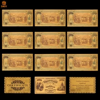 10pcslot us 1875 gold banknotes 1000 usd bank notes 24k gold plated fake money replica paper banknotes for collection