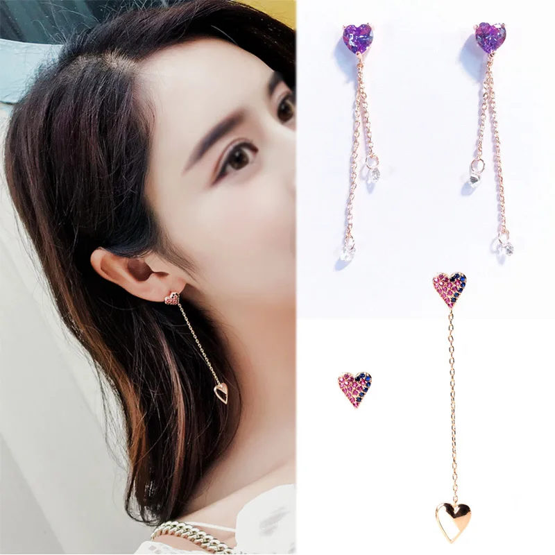 Новые Элегантные красные фиолетовые кубические циркониевые 1 пара кристаллов