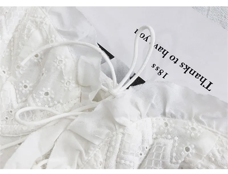 Summer 2019 New Arrival Sexy Women White Lace Tops Shorts Mini Cute Elegant Slash Neck Lady Party Holiday Blouses Clothes |