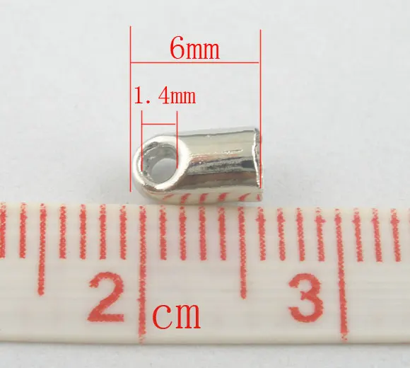 DoreenBeads 500 шт серебряных цветных тупых наконечников для ожерелья 6x4 мм (подходит 3