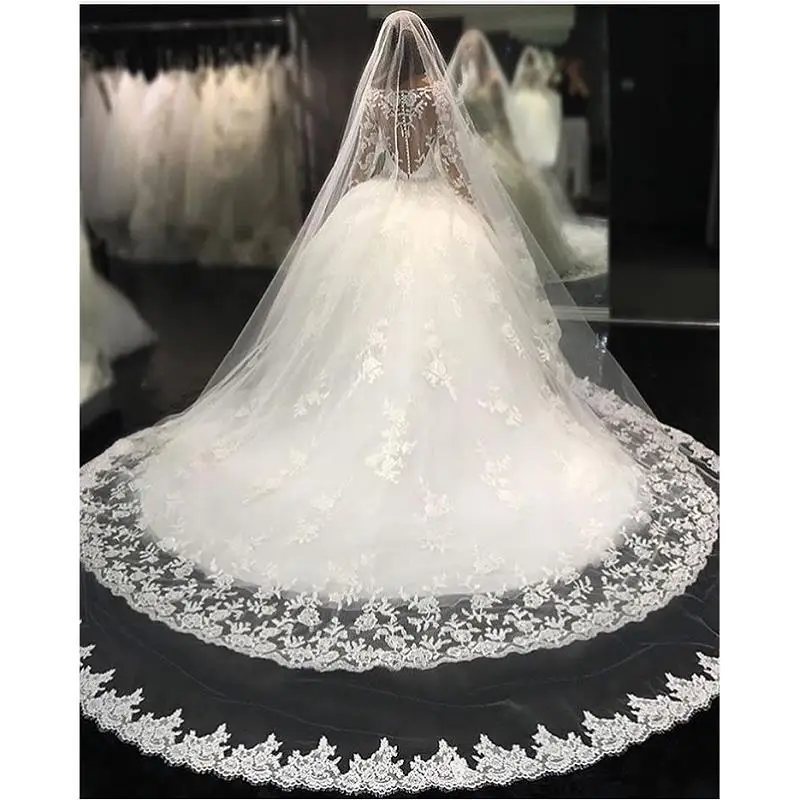 

Vintage Ball Gown Wedding Dresses Long Sleeves 2021 robe de mariee Sheer Illusion Back Sweep Train Bridal Gowns Custom Made