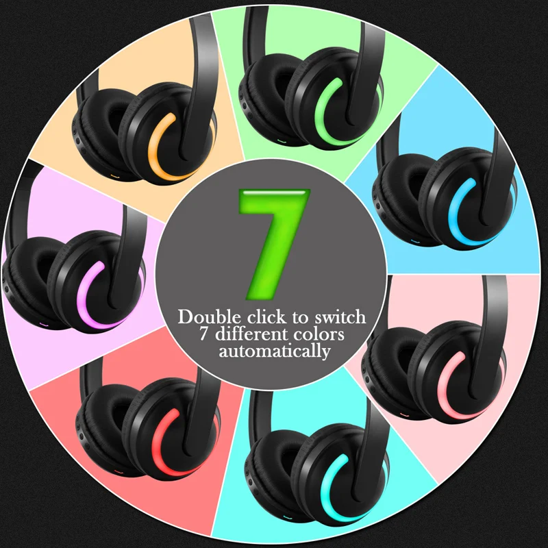 

Cat Ear Bluetooth Headphones 7Color changeable LED Light Wireless Bluetooth stereo Headset Light emitting earphone Anime Headset