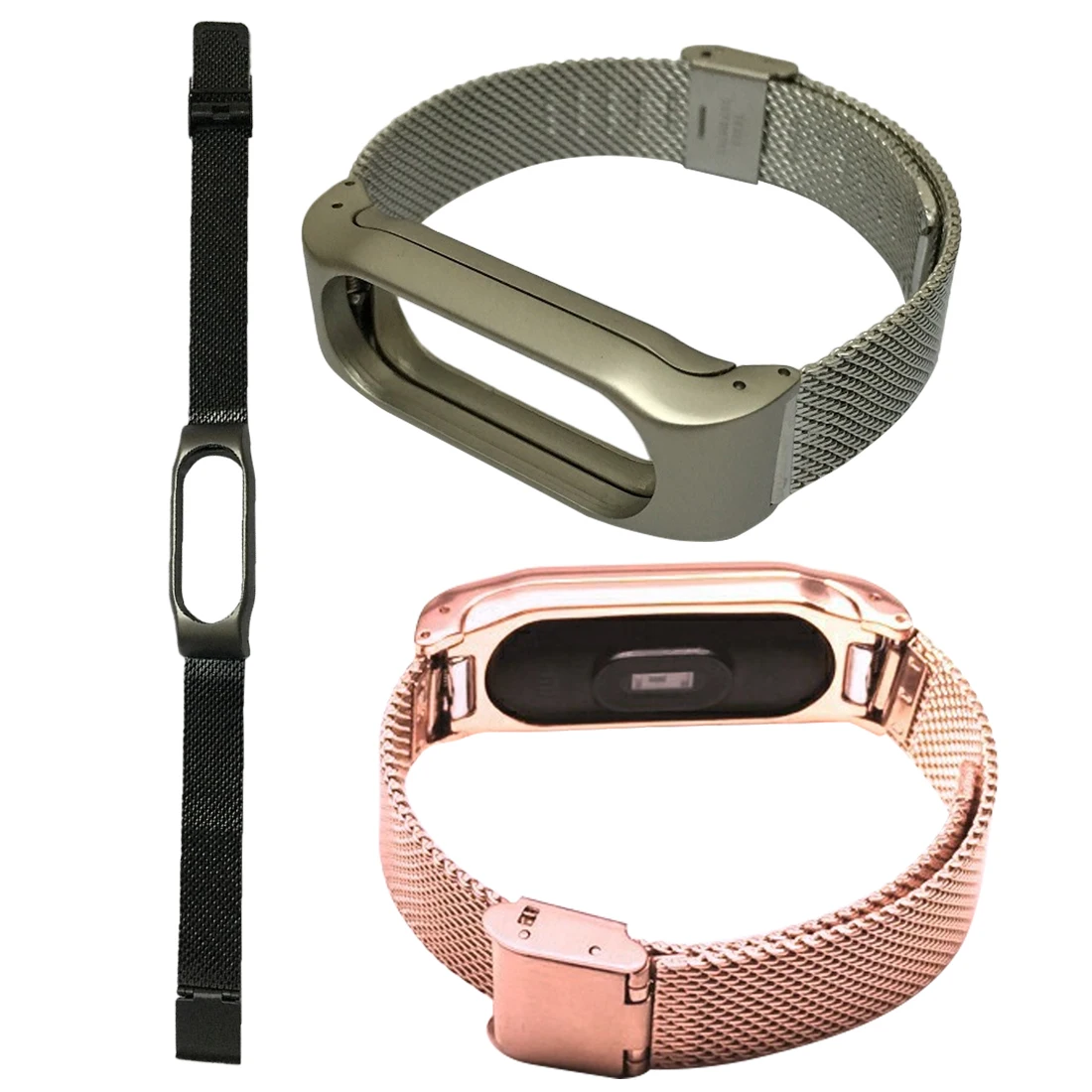 Металлические ремешки для MiBand 2 кожаные магнитные с автоматической пряжкой Xiaomi Mi