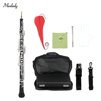 muslady professional c key oboe semi automatic style silver plated keys woodwind instrument with oboe reed gloves leather case