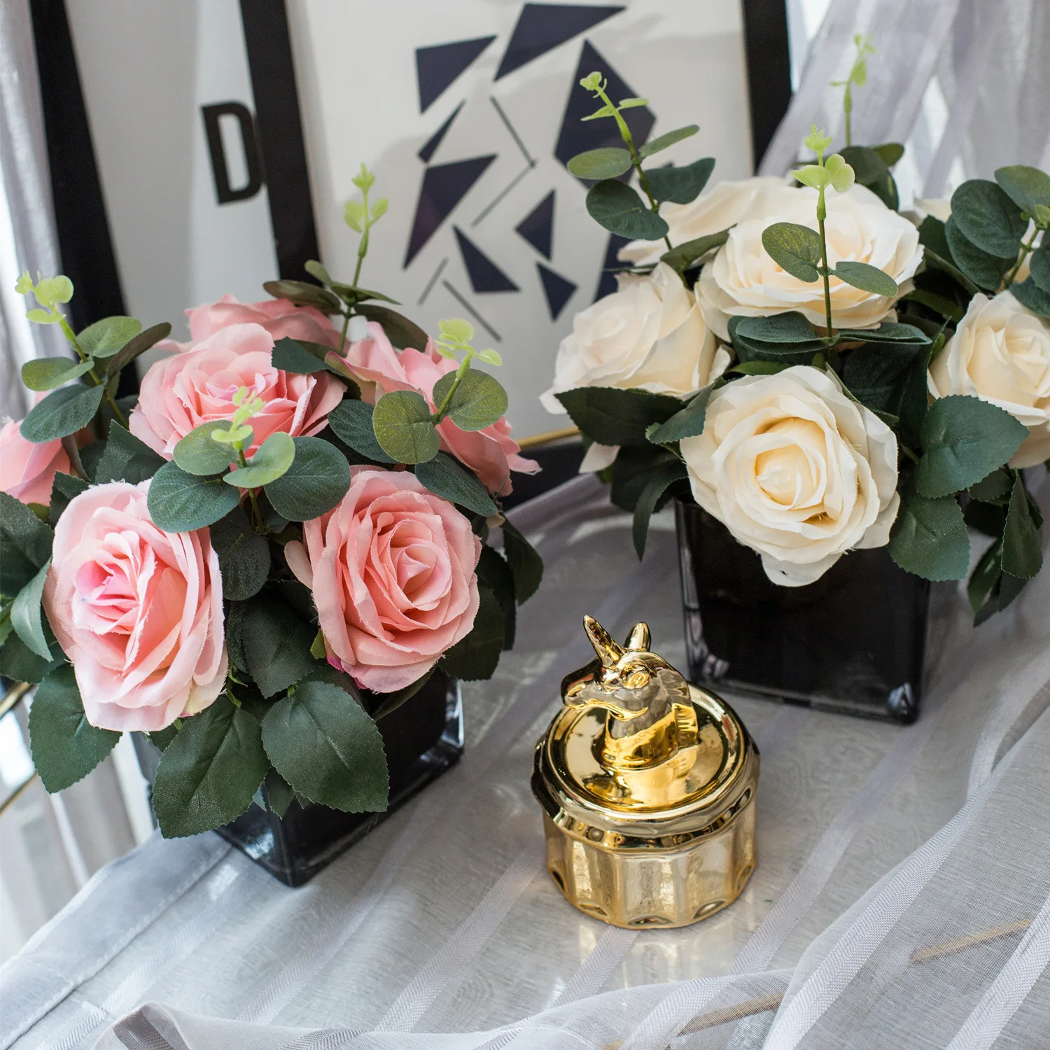 Originality Hydrangea Artificial Flowers Glass Vase Goods Of Furniture For Display Rather Than Use Simulation Flower Suit | Дом и сад