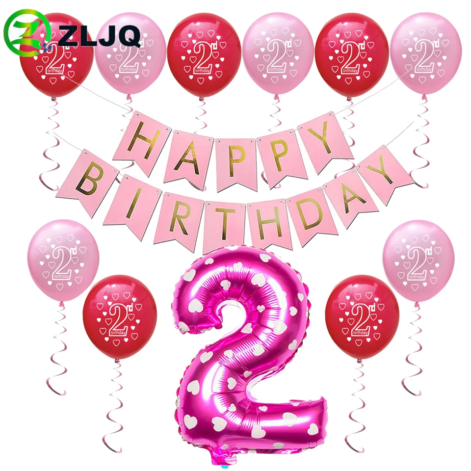 ZLJQ baby boy Happy 2nd день рождения латексные воздушные шары 32 дюймов номер фольги