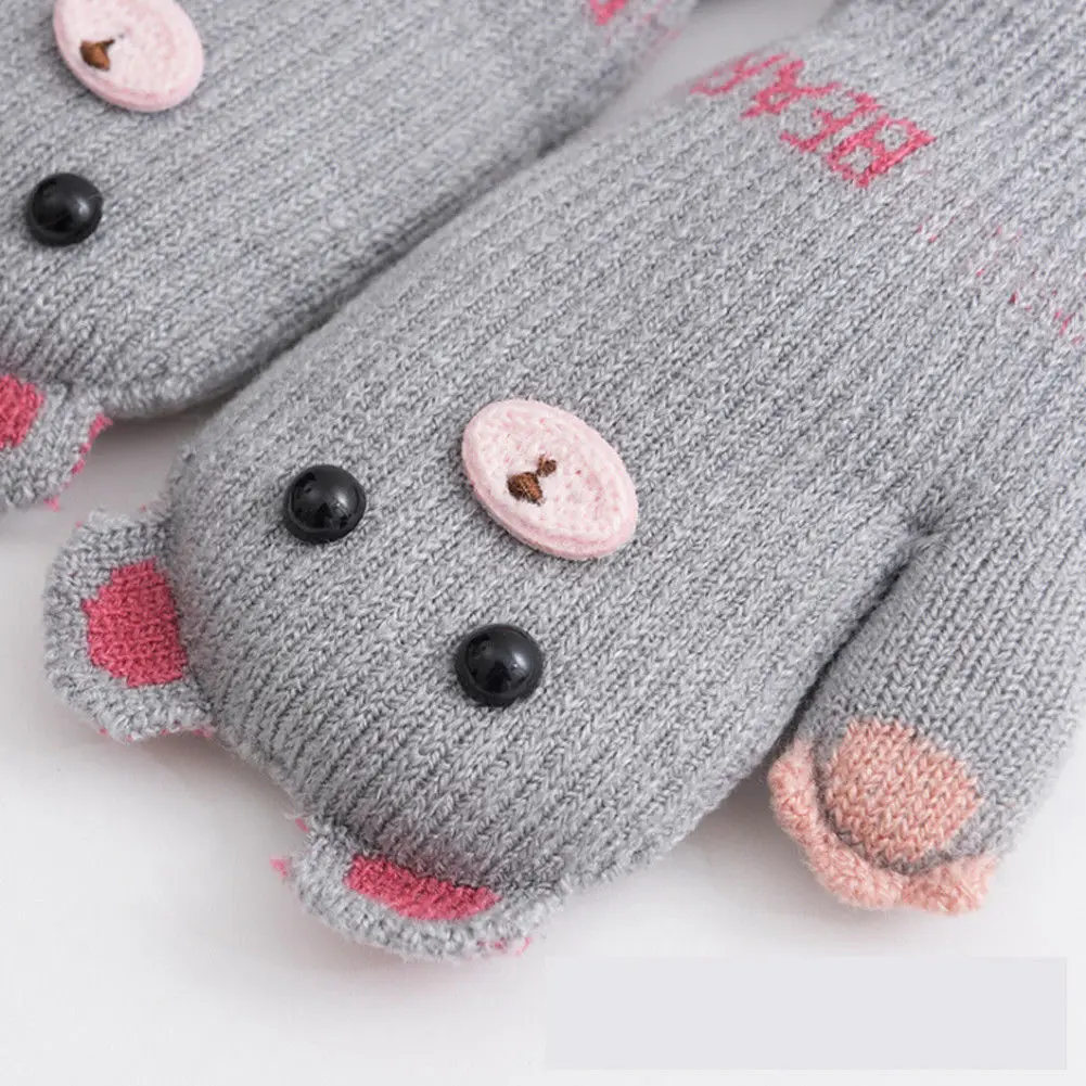 New Arrival Winter Baby Boys Girls Knitted Gloves Warm Rope Full Finger Cartoon kid Mittens for Children Toddler Kids | Детская одежда