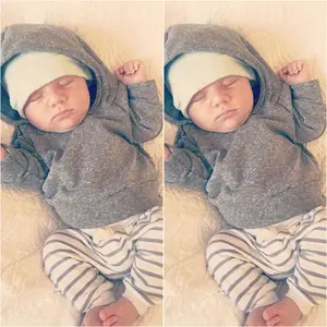 Pudcoco комплект для маленьких мальчиков 0-18 м Великобритания новорожденный малыш ребенок мальчик полосатая Толстовка Топ Длинные брюки повседневные